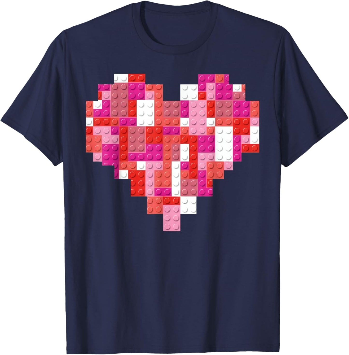 Valentines Day Heart Blocks Bricks Boys Toddles Valentine T-Shirt - T-Shirt | Navy