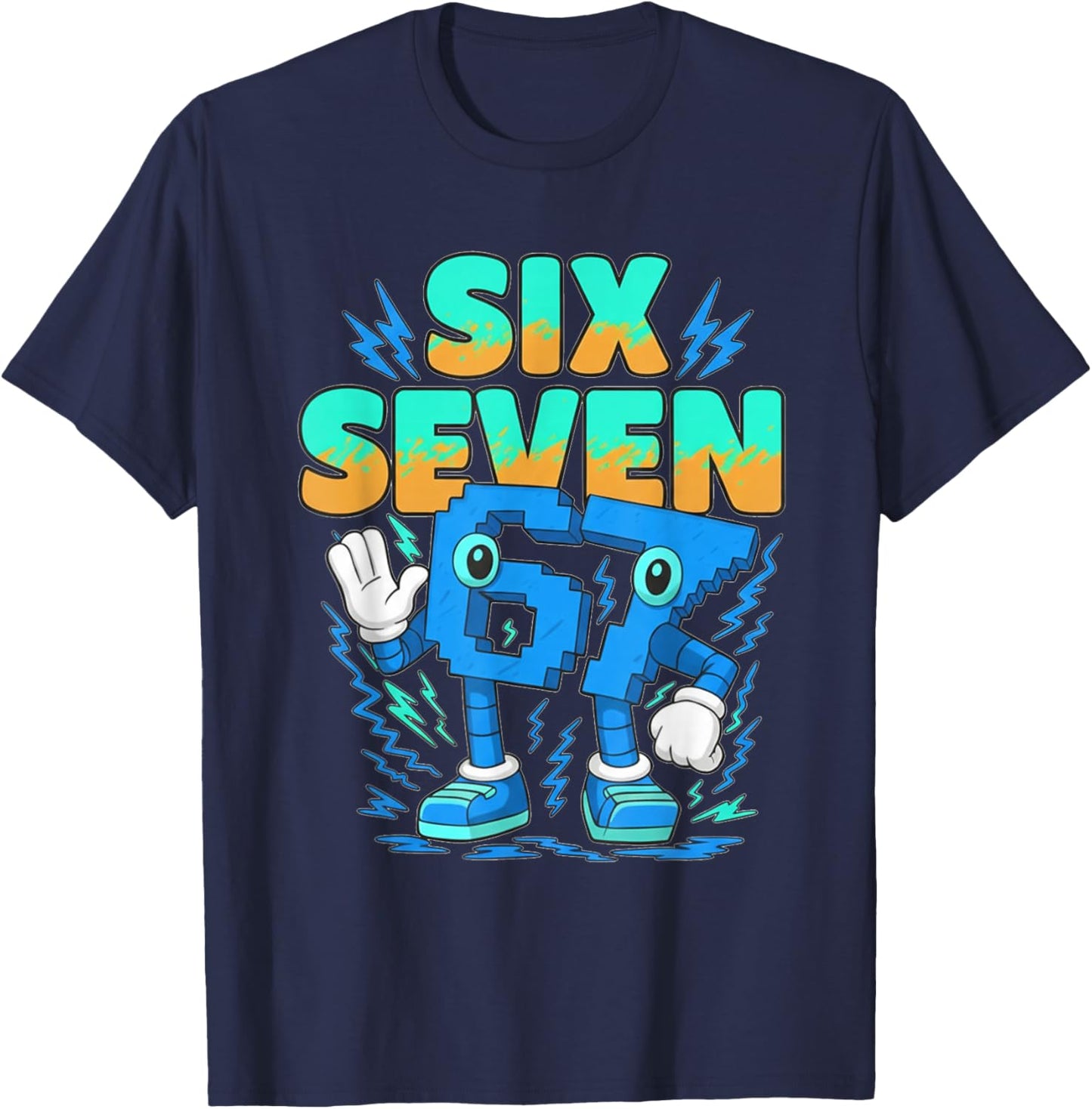 Kids Meme 67 Six Seven 6 7 Gen Alpha Slang Gaming Humor Boys T-Shirt - T-Shirt | Navy