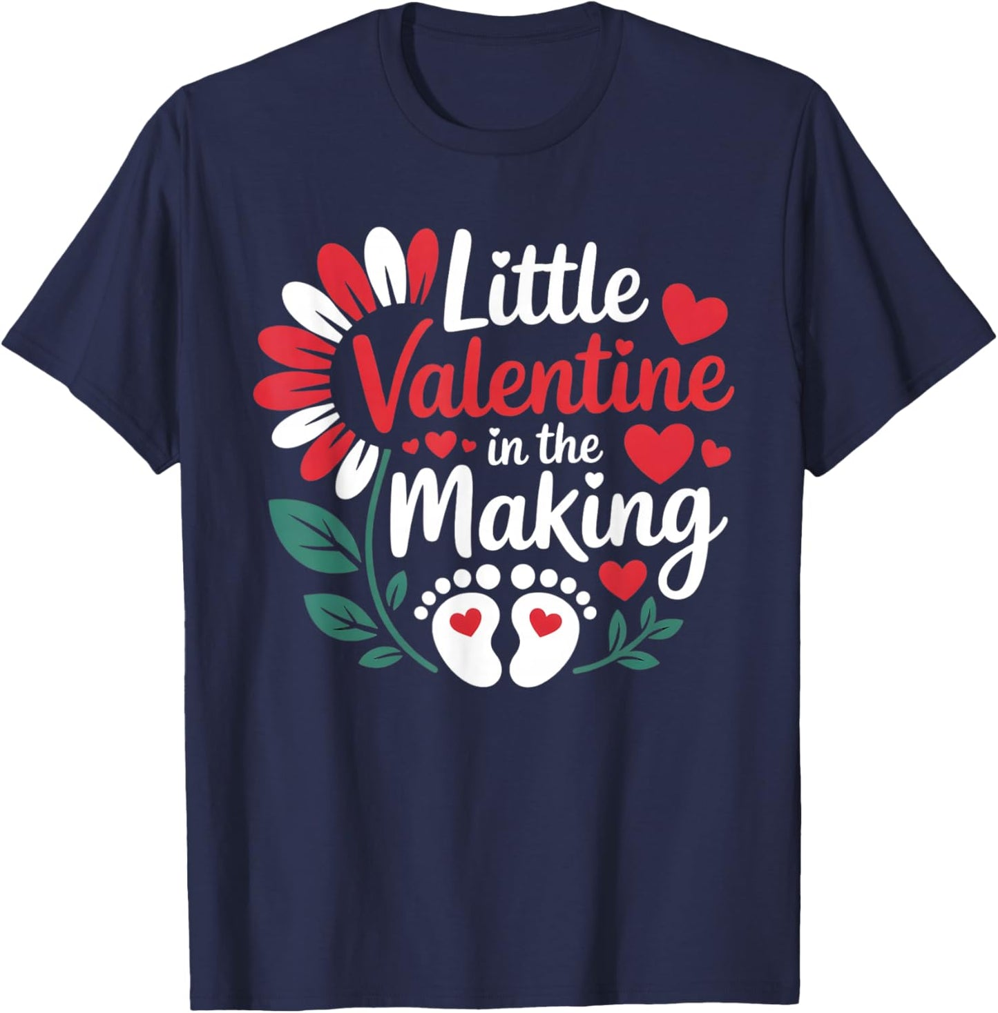 Cute Little Valentine in The Making Pregnancy Reveal T-Shirt - T-Shirt | Navy