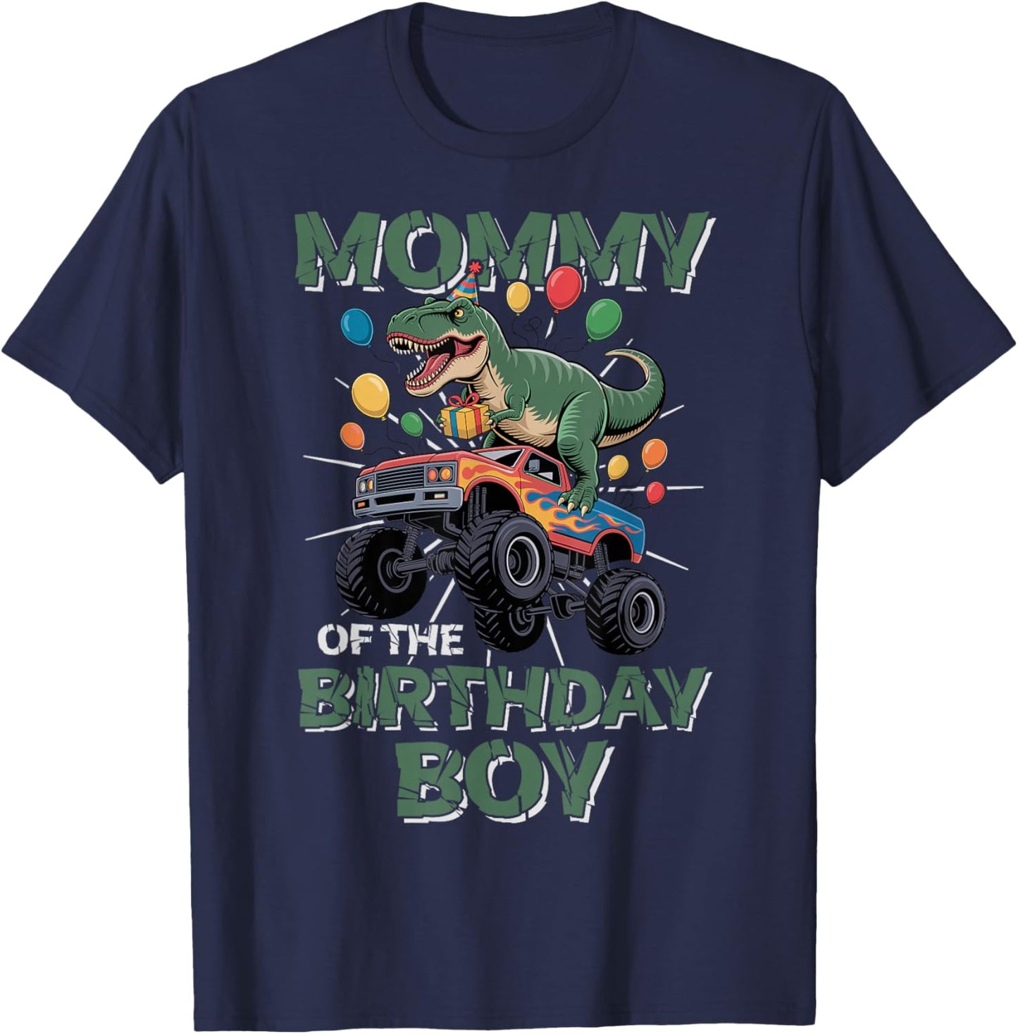 Mommy of The Birthday Party Outfit Monster Truck Mom T-Shirt - T-Shirt | Navy