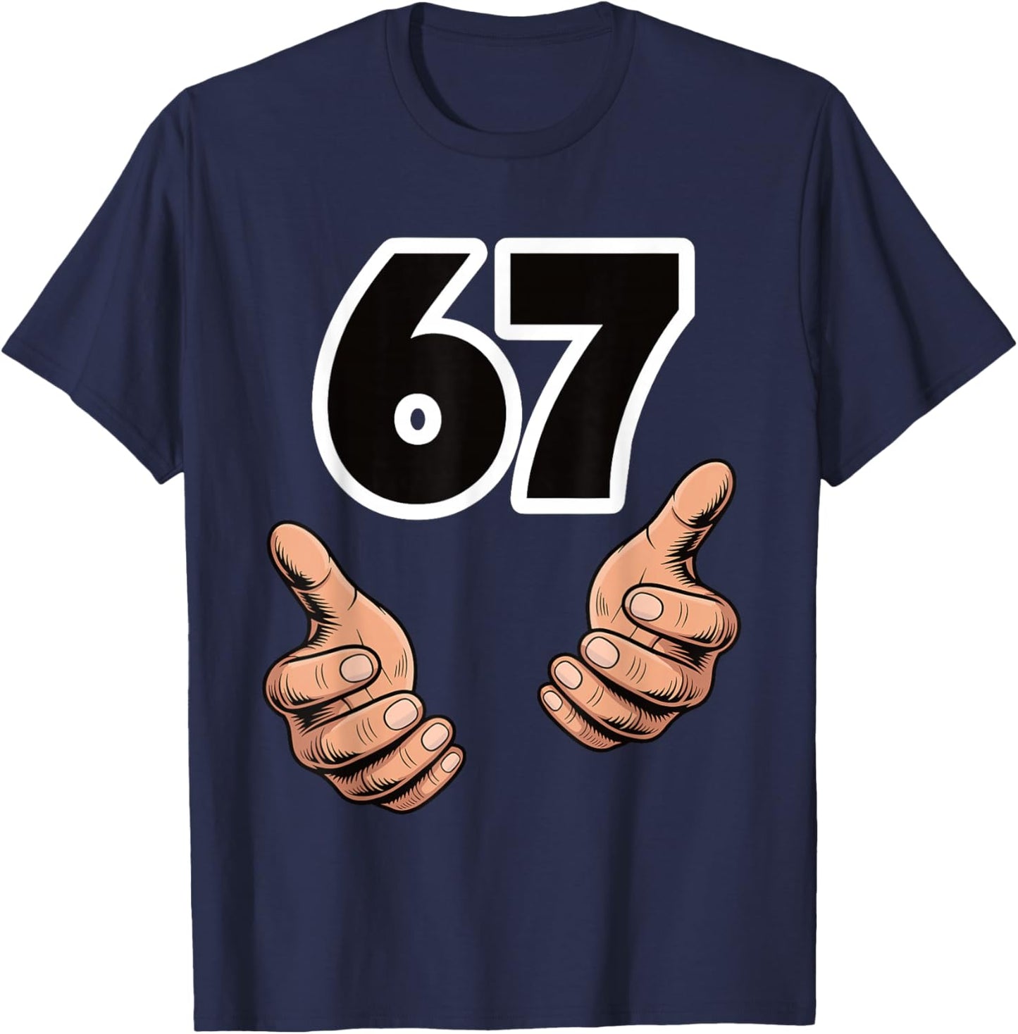 Funny 6 7 Meme Gen Alpha Slang Six Seven T-Shirt - T-Shirt | Navy