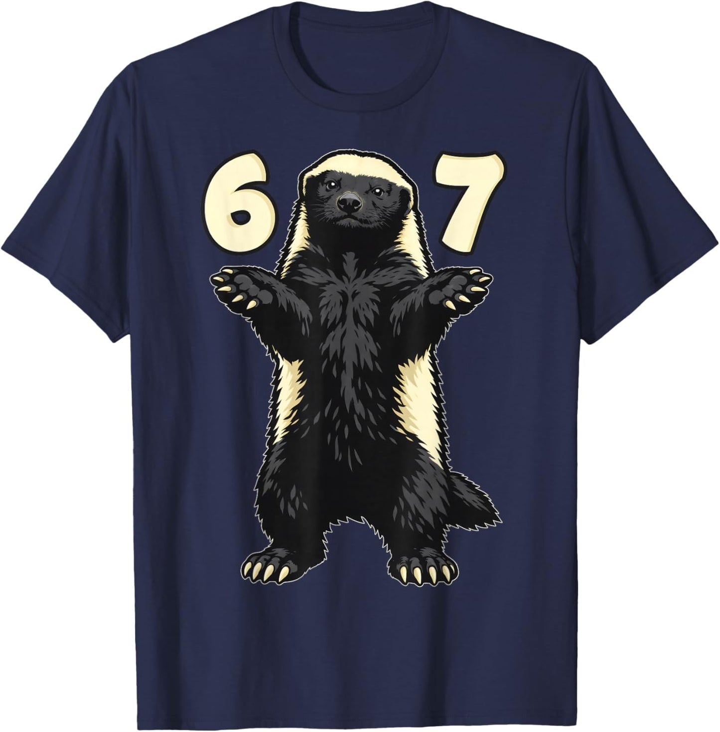 Honey Badger 67 Hand Motion Meme Kids Teens Young Adults T-Shirt - T-Shirt | Navy