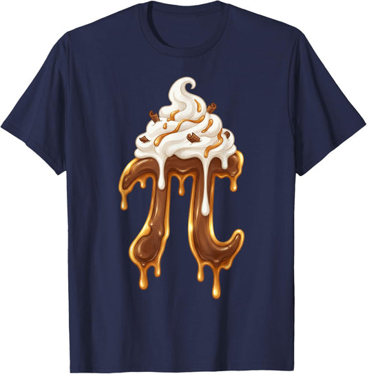 Funny Chocolate Cream Pie Math Lover Foodie Pun Pi Day T-Shirt - T-Shirt | Navy
