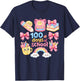 100 Days of School Girls Cute Bow 100th Day of School Kids T-Shirt - T-Shirt | Navy