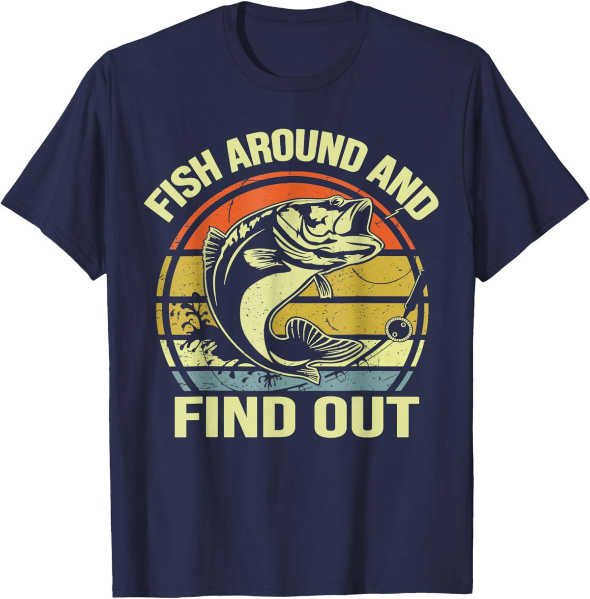 Vintage Fish Around and Find Out Funny Fishing Fisherman T-Shirt - T-Shirt | Navy