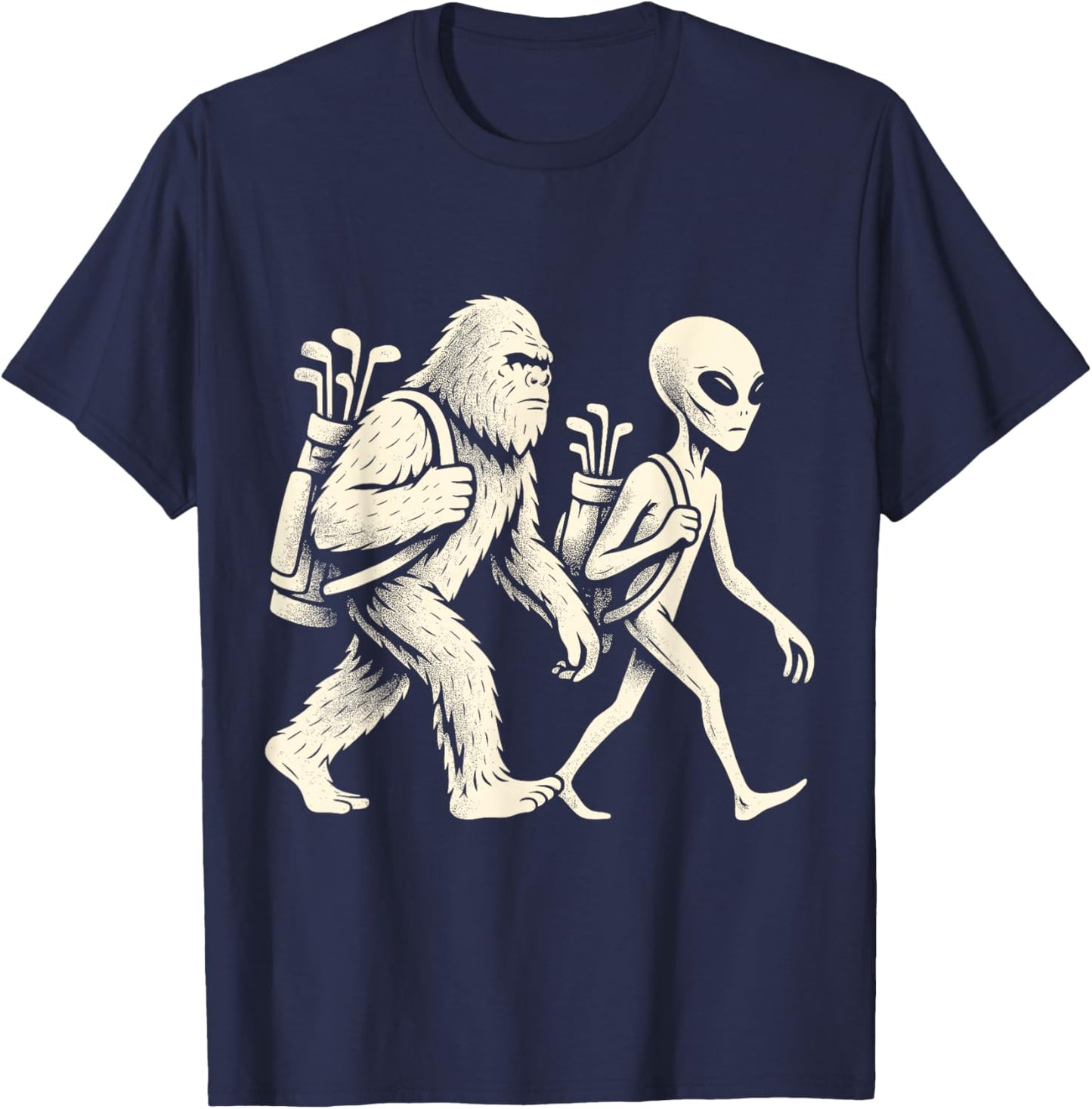 Funny Golf Bigfoot Sasquatch Alien UFO Golfer T-Shirt - T-Shirt | Navy