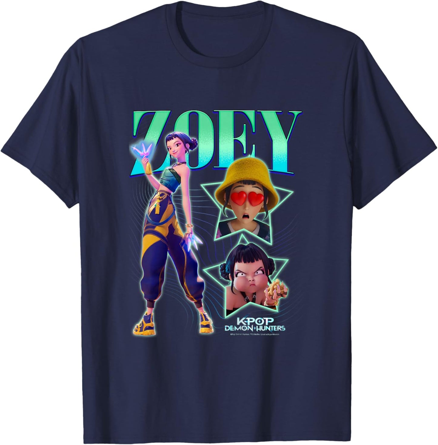 Kpop Demon Hunters Halloween Zoey Showcase Y2K Style Poster T-Shirt - T-Shirt | Navy