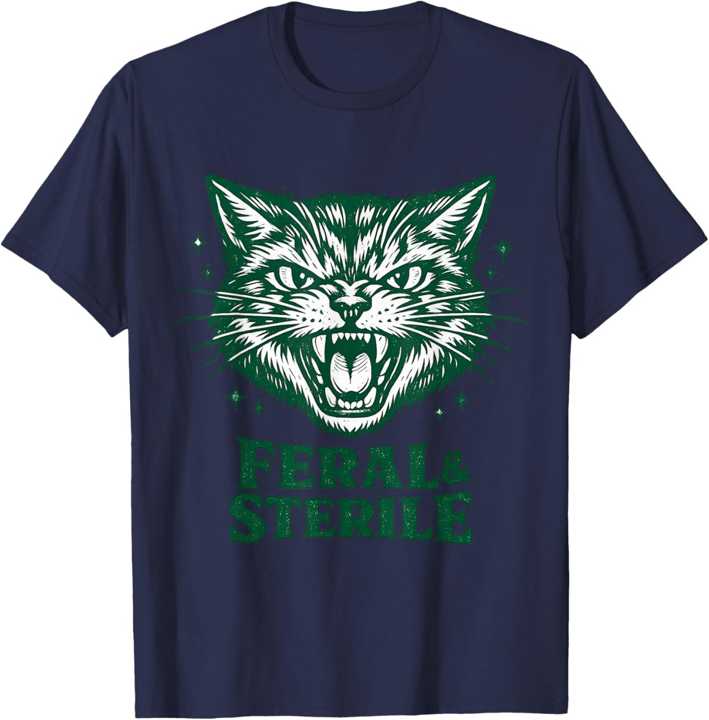 Feral & Sterile Retro Cat TNR Mom Funny Women Cat Lover T-Shirt - T-Shirt | Navy