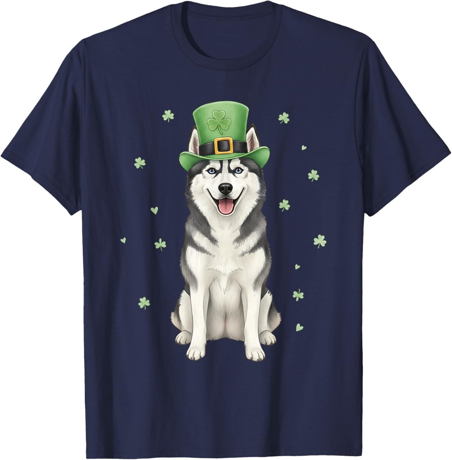 Cute Husky St. Patrick’s Day - Husky Mom T-Shirt - T-Shirt | Navy