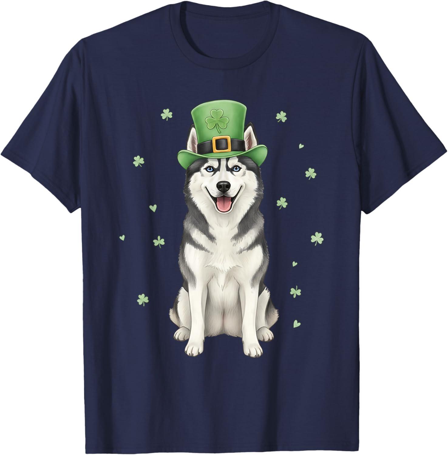 Cute Husky St. Patrick’s Day - Husky Mom T-Shirt - T-Shirt | Navy