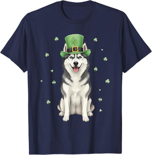 Cute Husky St. Patrick’s Day - Husky Mom T-Shirt - T-Shirt | Navy