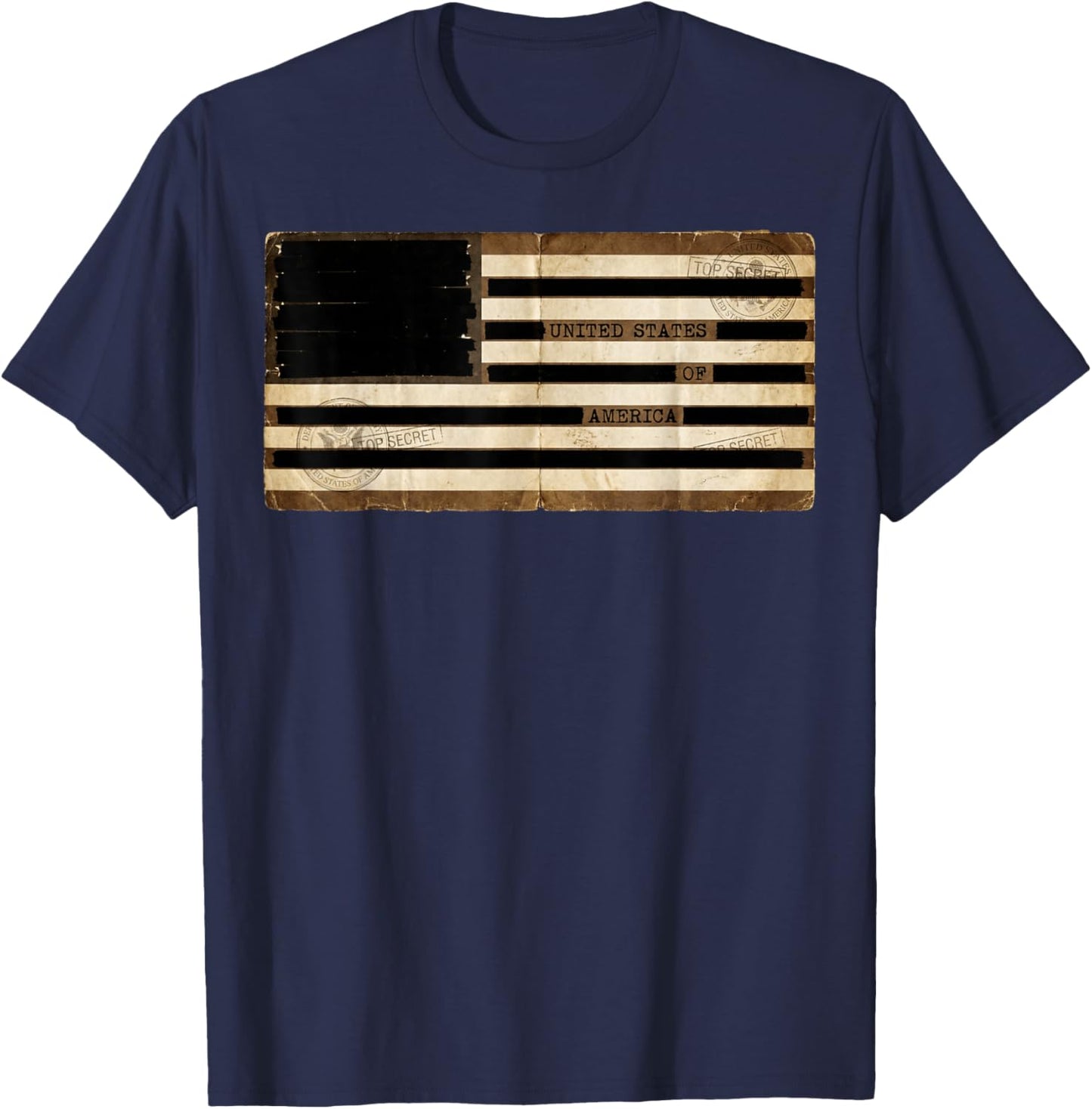 Censored Documents American Flag | United States of America T-Shirt - T-Shirt | Navy