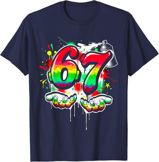 67 Graffiti Meme Funny Six Seven Gen Alpha Slang Men Boys T-Shirt - T-Shirt | Navy