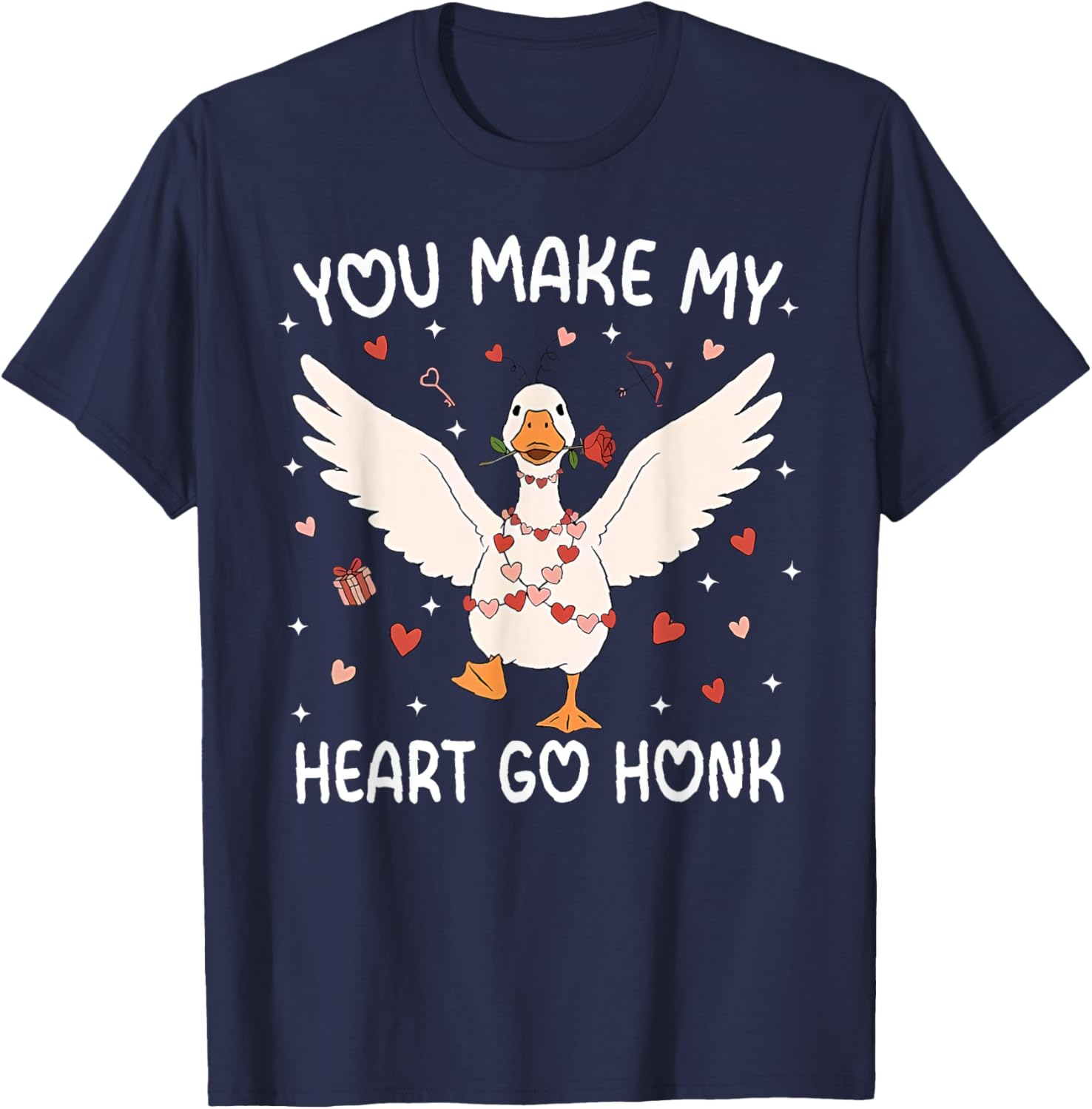 You Make My Heart Go Honk Valentine Goose T-Shirt - T-Shirt | Navy