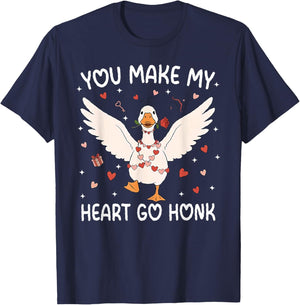 You Make My Heart Go Honk Valentine Goose T-Shirt - T-Shirt | Navy
