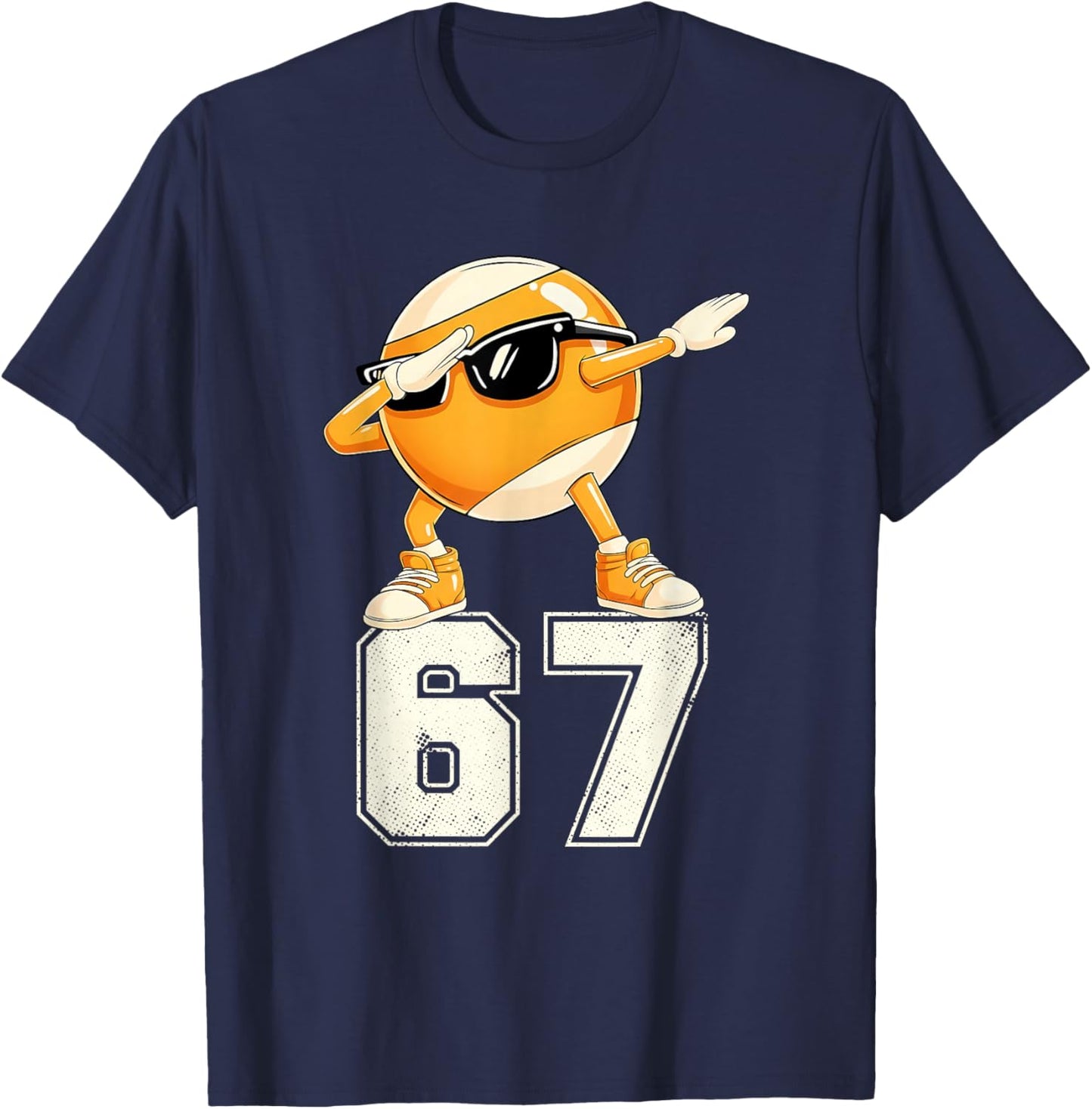 Six Seven Sunglasses Dabbing Pool Ball Billiards 67 Meme Boy T-Shirt - T-Shirt | Navy