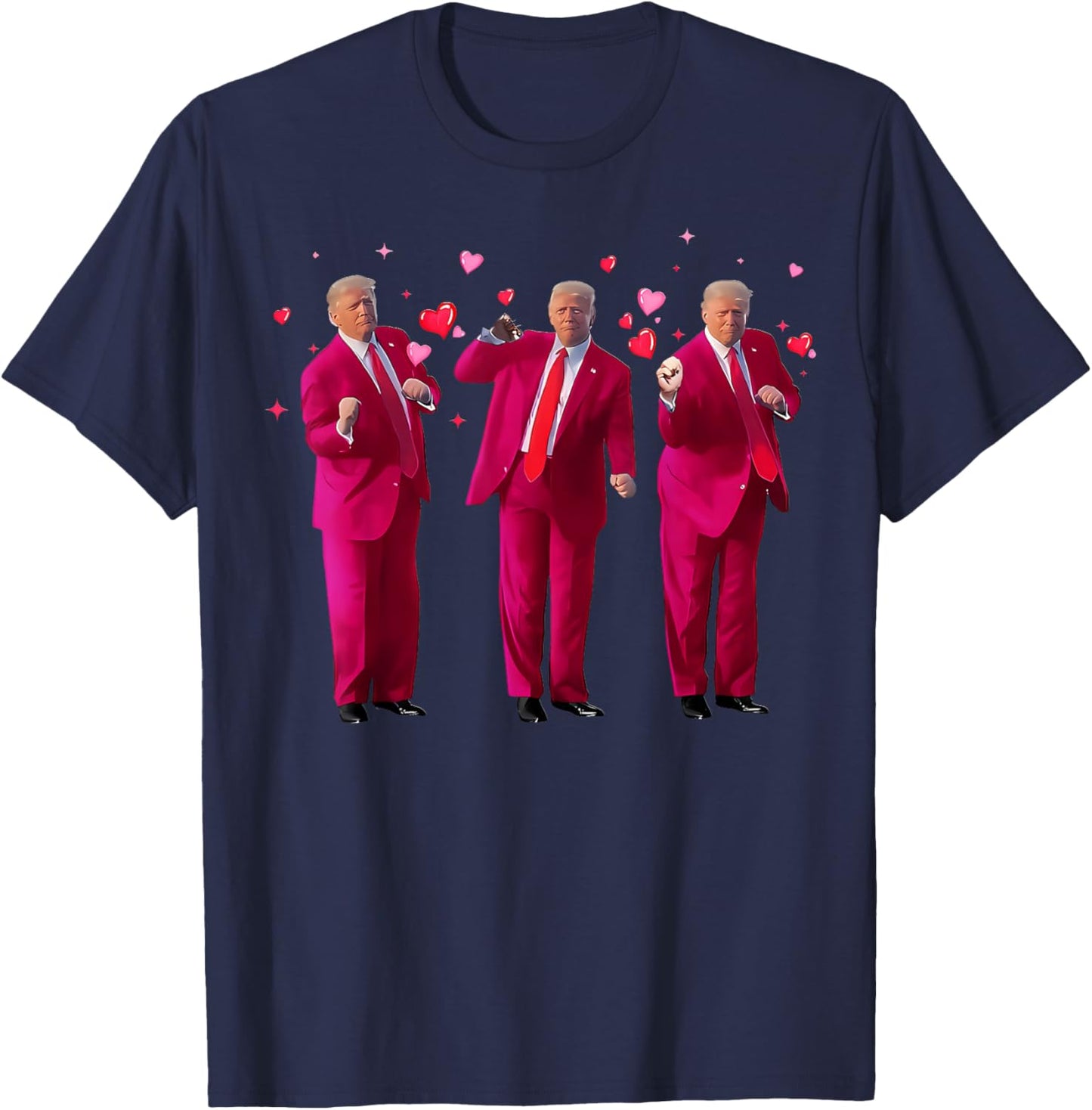 Funny President Trump Dancing Donald Trump Heart Valentine T-Shirt - T-Shirt | Navy
