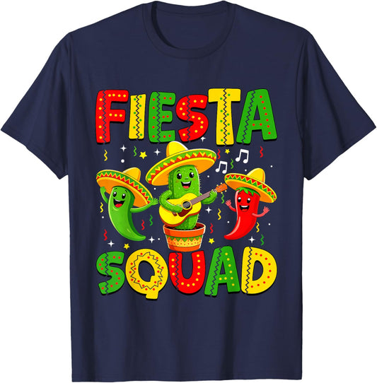 Fiesta Squad Cinco De Mayo Women Boys Girls Kids T-Shirt - T-Shirt | Navy