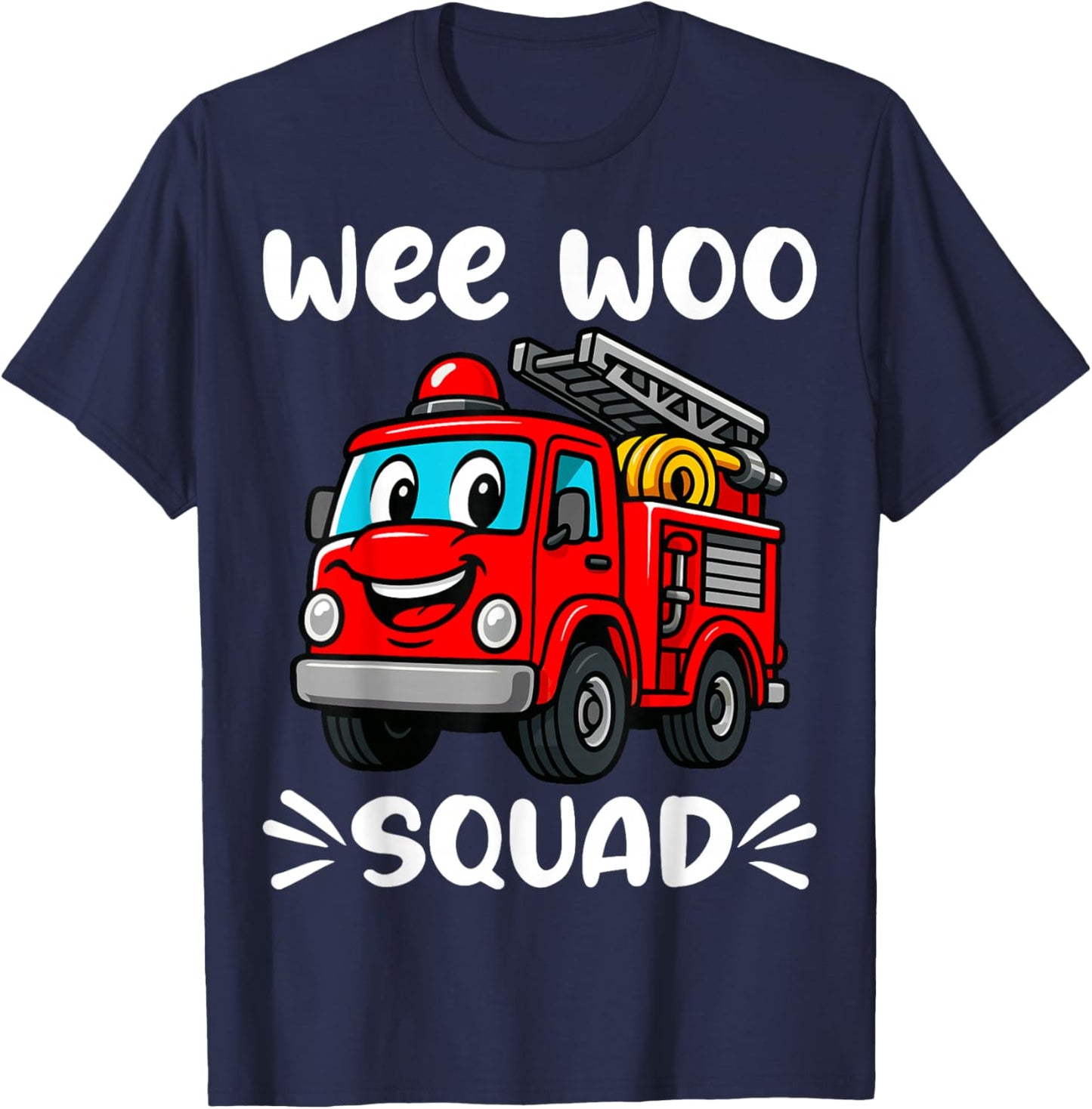 Wee Woo Squad Firefighter Funny Kids Men Women Truck Design T-Shirt - T-Shirt | Navy