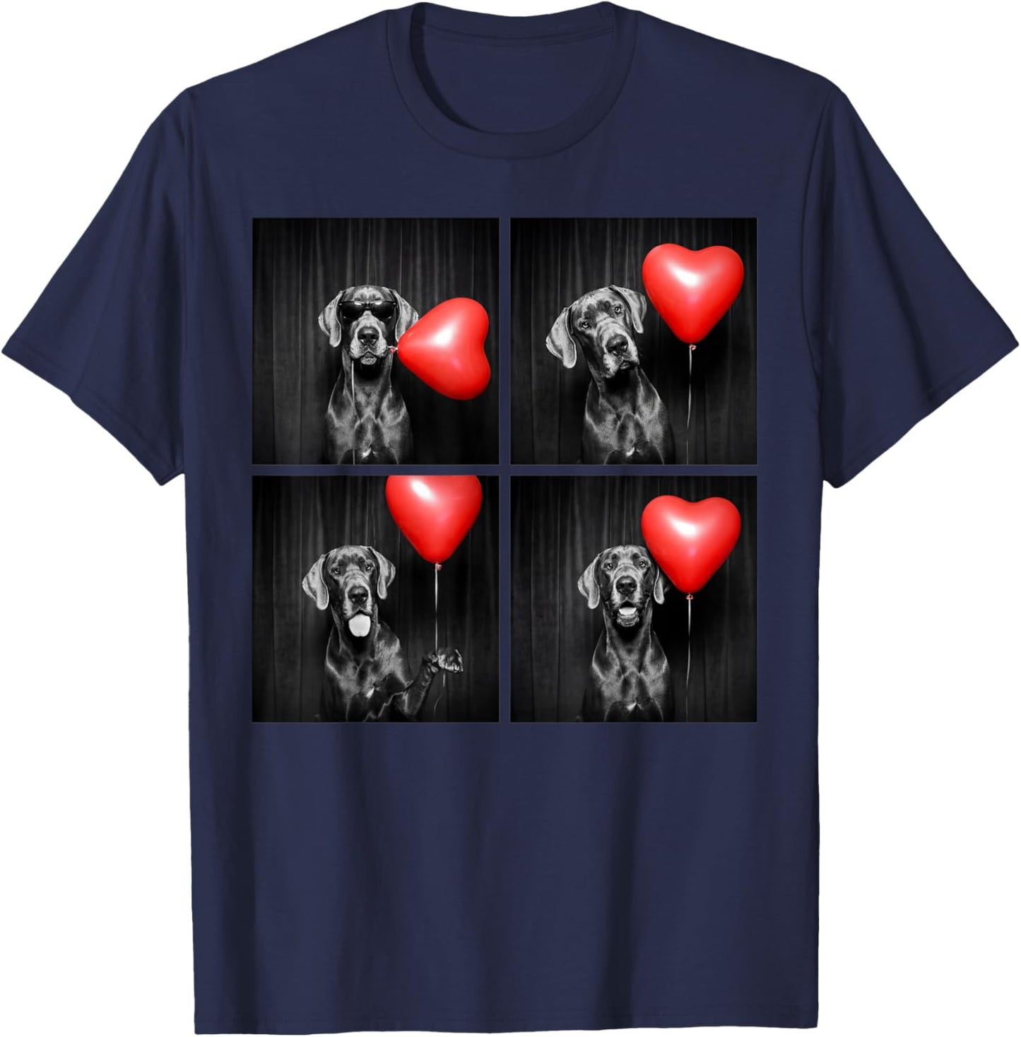 Funny Great Dane Photobooth Dog Lover Design Valentines T-Shirt - T-Shirt | Navy