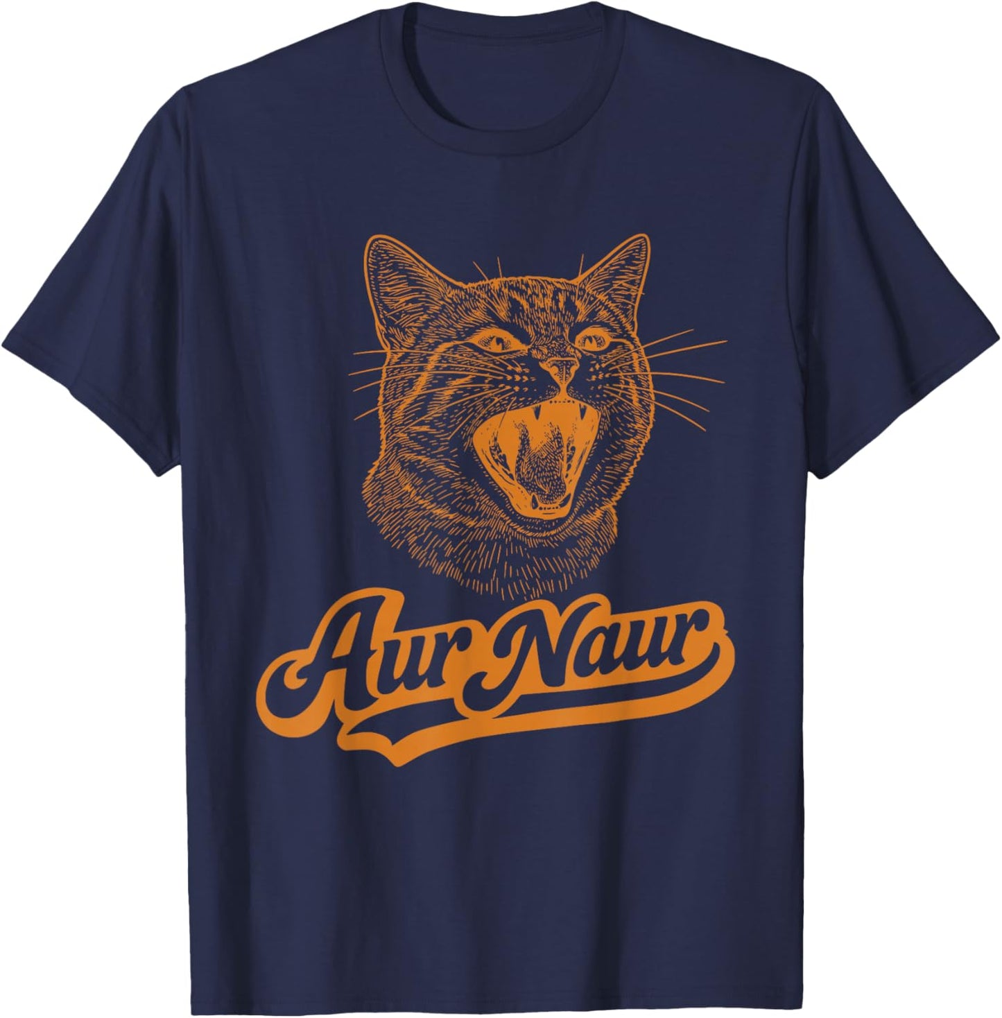 AUR Naur Cat Funny Sarcastic Oh No Australian Accent T-Shirt - T-Shirt | Navy