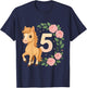 5th Birthday Girl Pony Horse Flowers 5 Years Old T-Shirt - T-Shirt | Navy