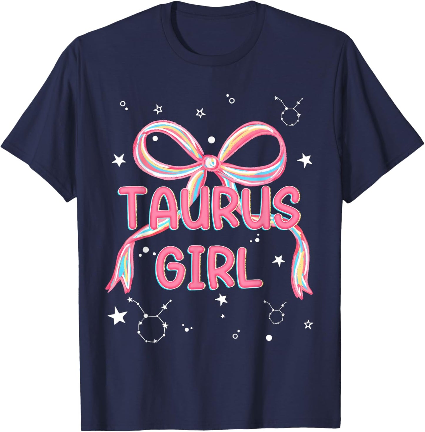 Cute Coquette Taurus Girl Zodiac April May Birthday T-Shirt - T-Shirt | Navy