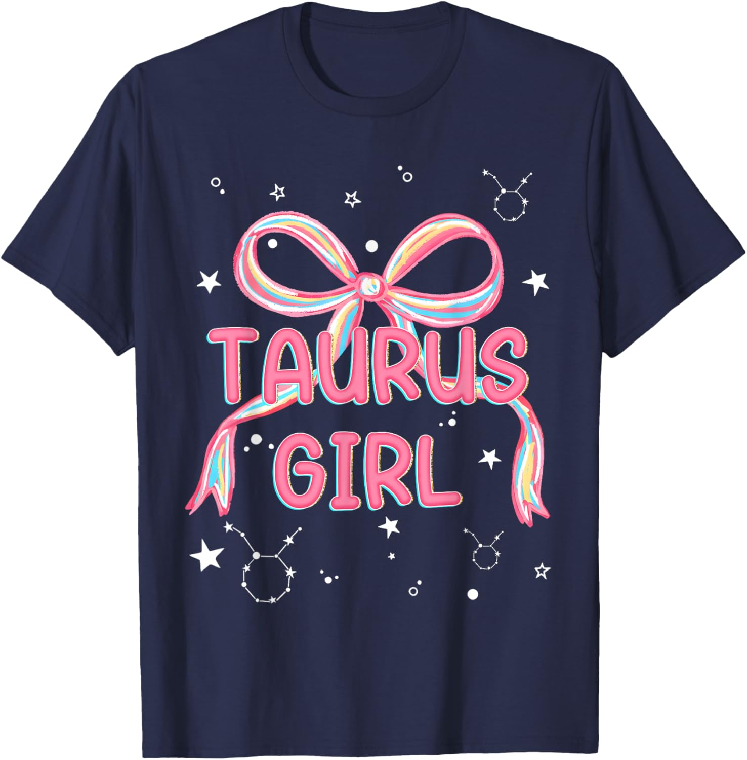 Cute Coquette Taurus Girl Zodiac April May Birthday T-Shirt - T-Shirt | Navy