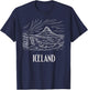 Iceland Retro Art Hiking Aurora Borealis Souvenir T-Shirt - T-Shirt | Navy