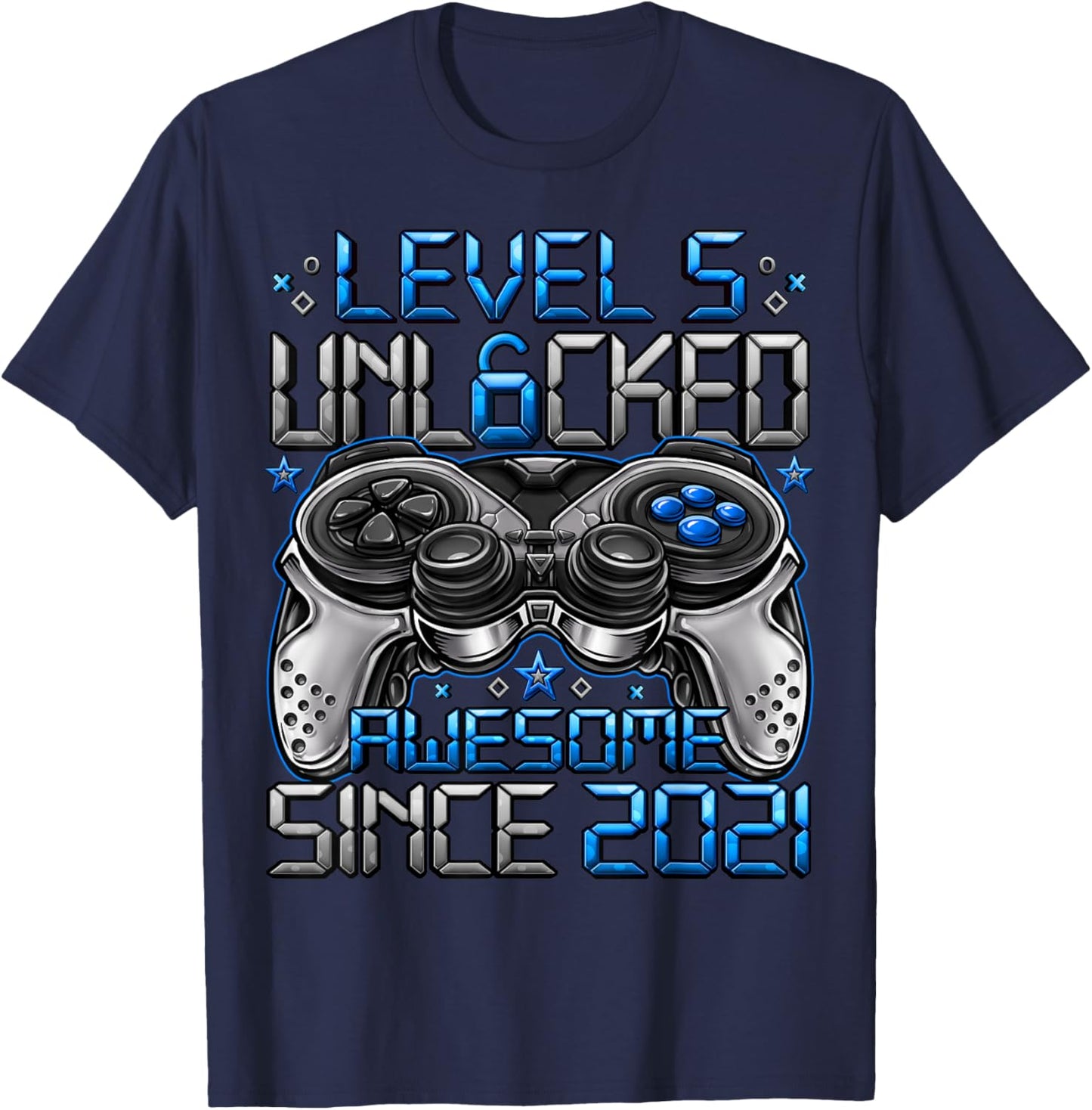 Level 5 Unlocked 5 Year Old Gifts Boys 5th Birthday Boy T-Shirt - T-Shirt | Navy