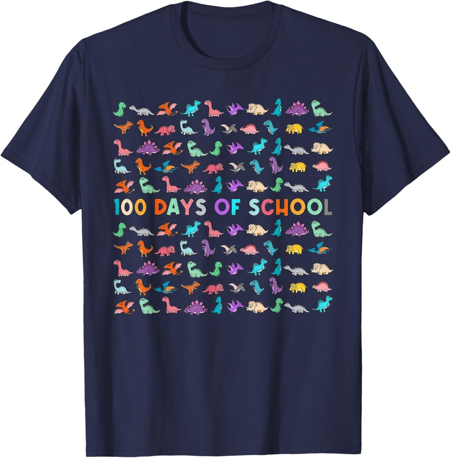 100 Days of School Dinosaur 100 Days Smarter 100th Day Kids T-Shirt - T-Shirt | Navy