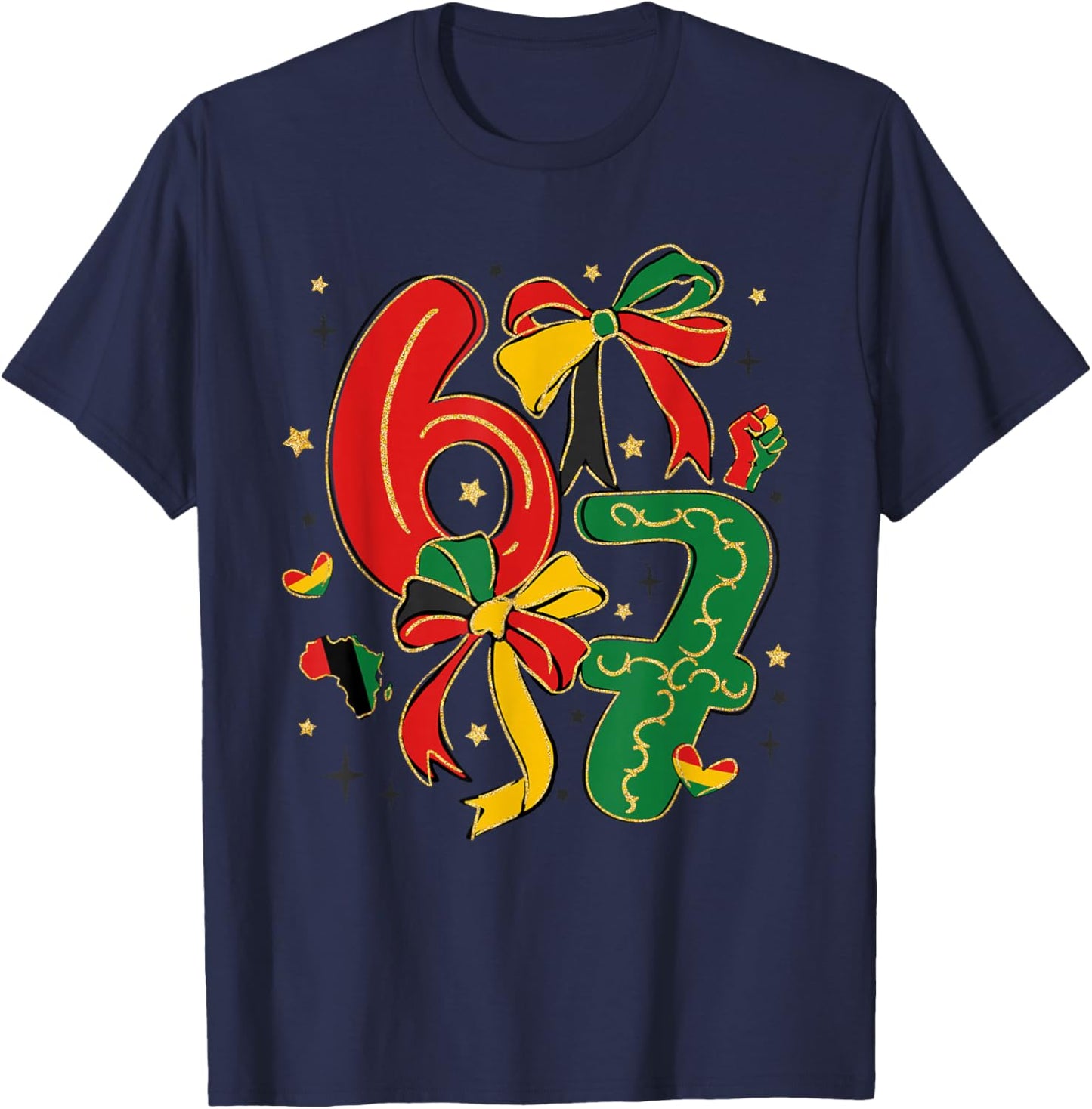 67 Black History Six Seven Coquette Bow Women Girls Kids T-Shirt - T-Shirt | Navy