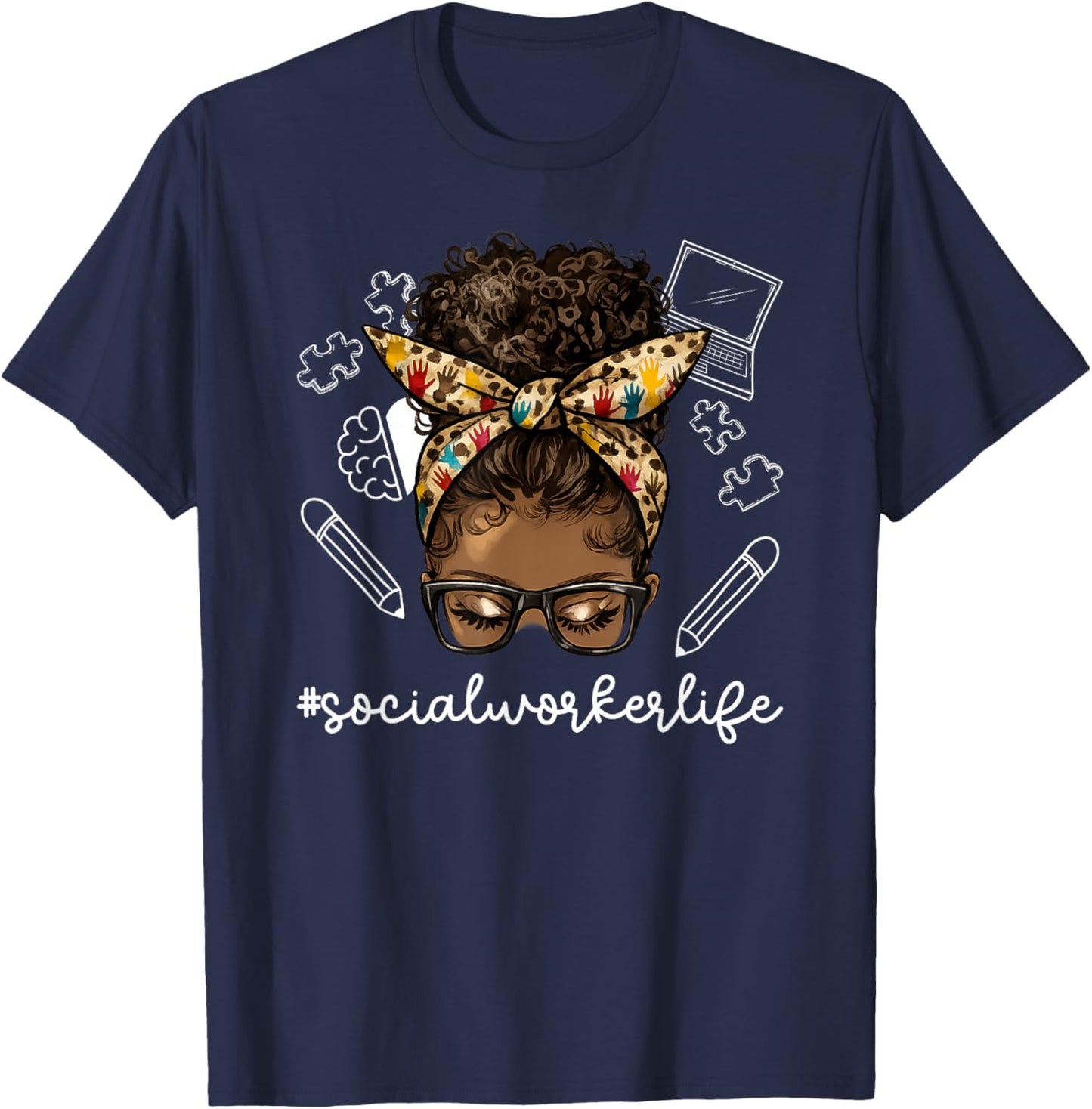 Black Social Worker Life African American Social Workers T-Shirt - T-Shirt | Navy