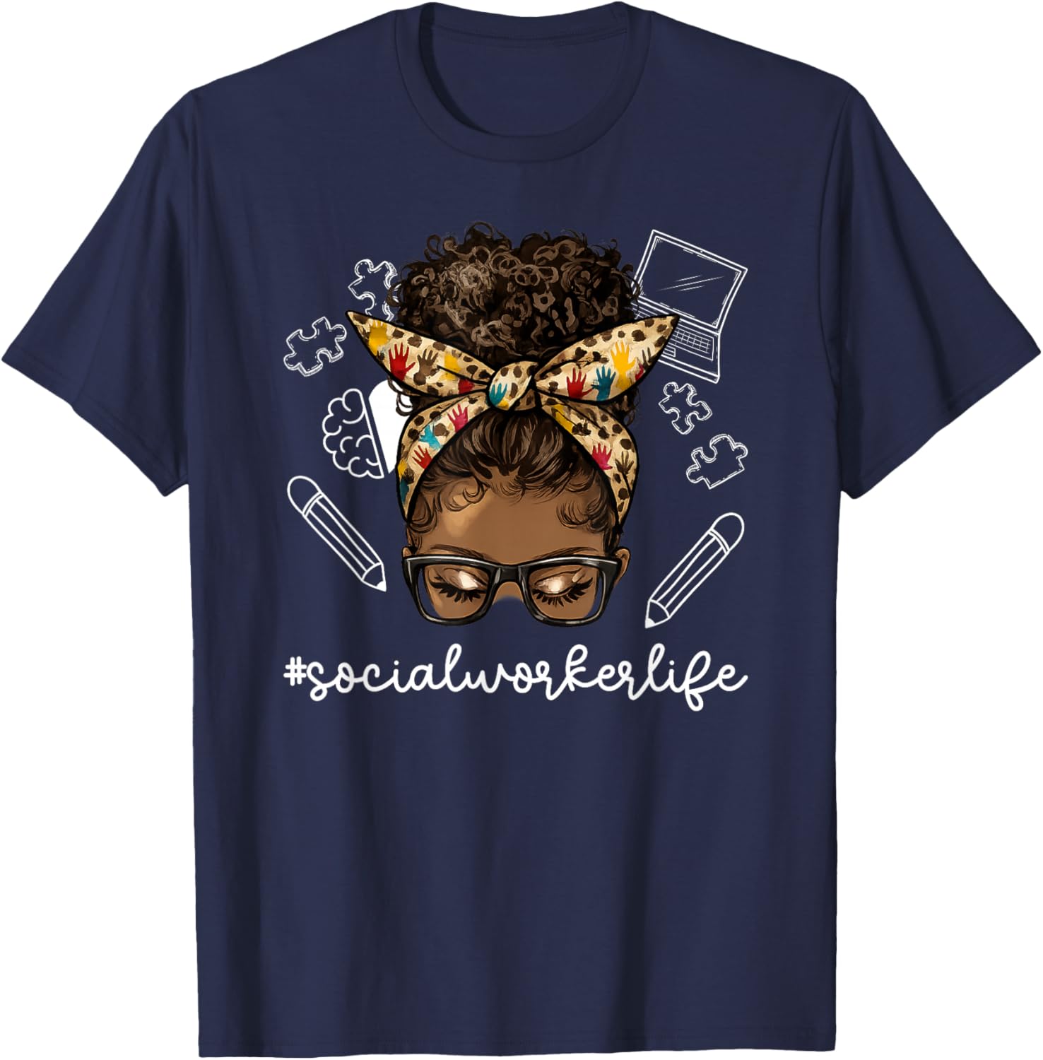 Black Social Worker Life African American Social Workers T-Shirt - T-Shirt | Navy