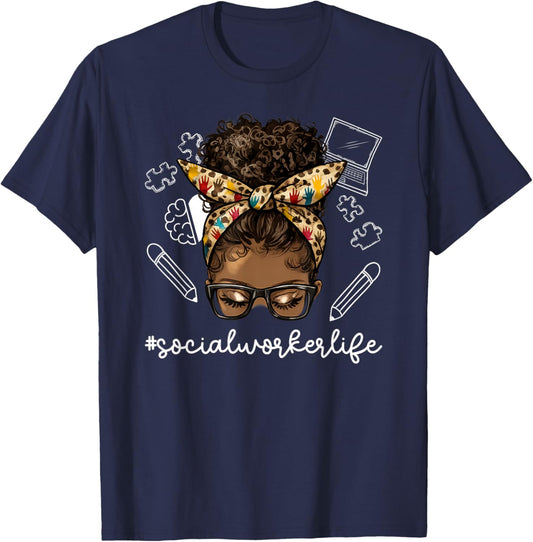 Black Social Worker Life African American Social Workers T-Shirt - T-Shirt | Navy