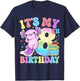 It's My 8th Birthday Axolotl Rainbow 8 Year Old Girls Kids T-Shirt - T-Shirt | Navy