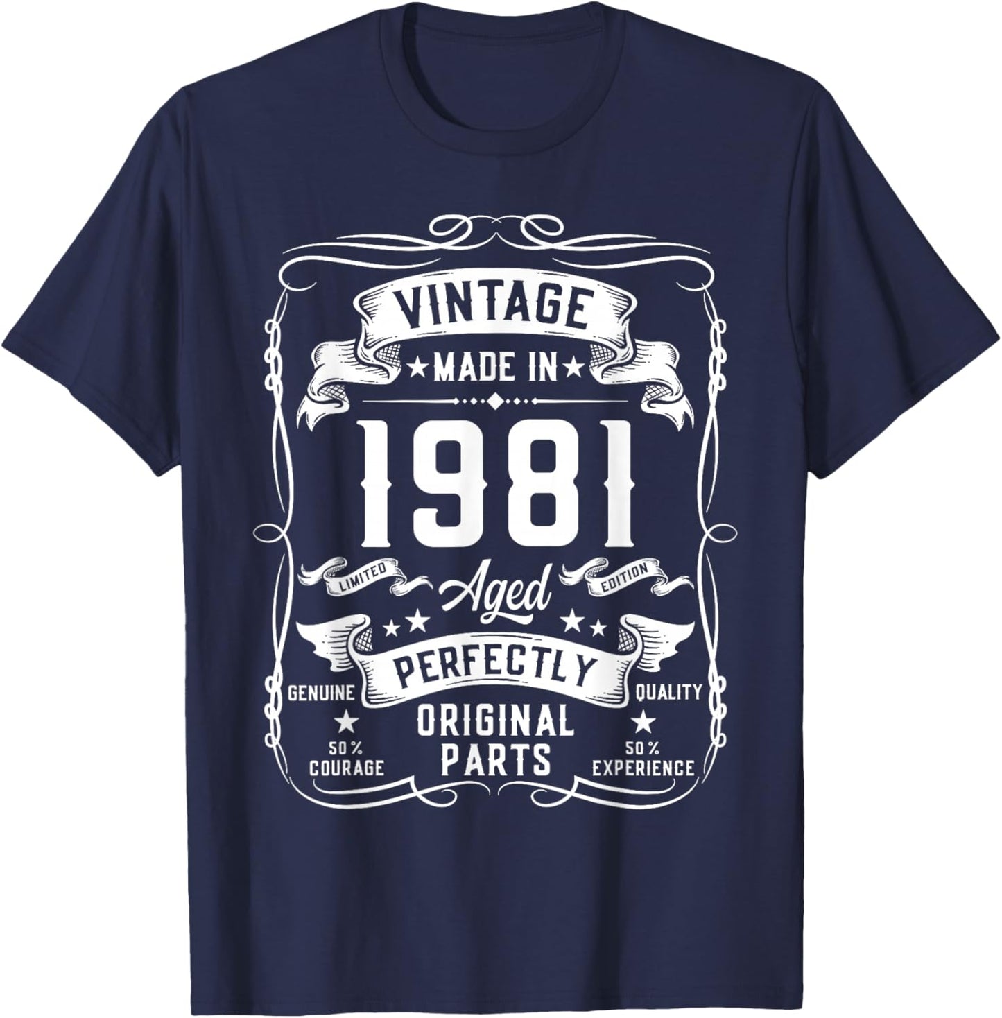 Vintage 1981 45yr 45th Birthday Gifts 45 Years Old T-Shirt - T-Shirt | Navy