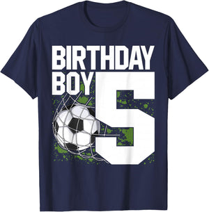 5th Birthday Boy Soccer Fan 5 Years Old T-Shirt - T-Shirt | Navy