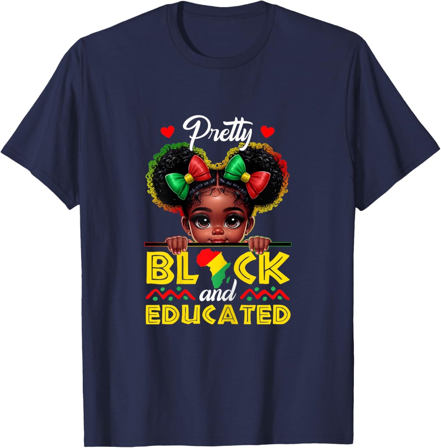 Black History Pretty Black Educated Afro Girl Kids Toddler T-Shirt - T-Shirt | Navy