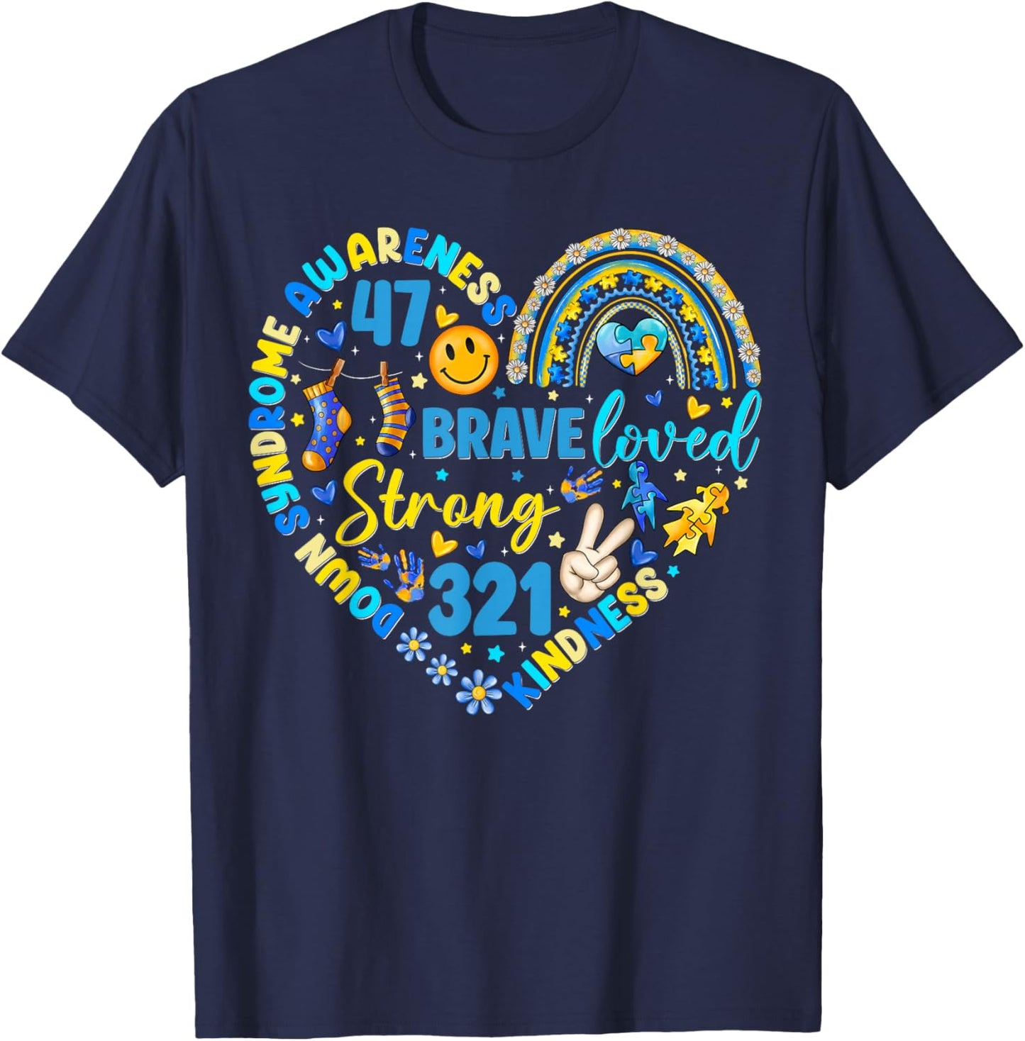 World Down Syndrome Day March 21 Men Women Kid 321 T-Shirt - T-Shirt | Navy