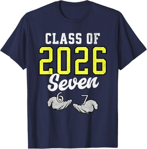Class of 2026 Six Seven Senior Yellow Graduation 6 7 Funny T-Shirt - T-Shirt | Navy
