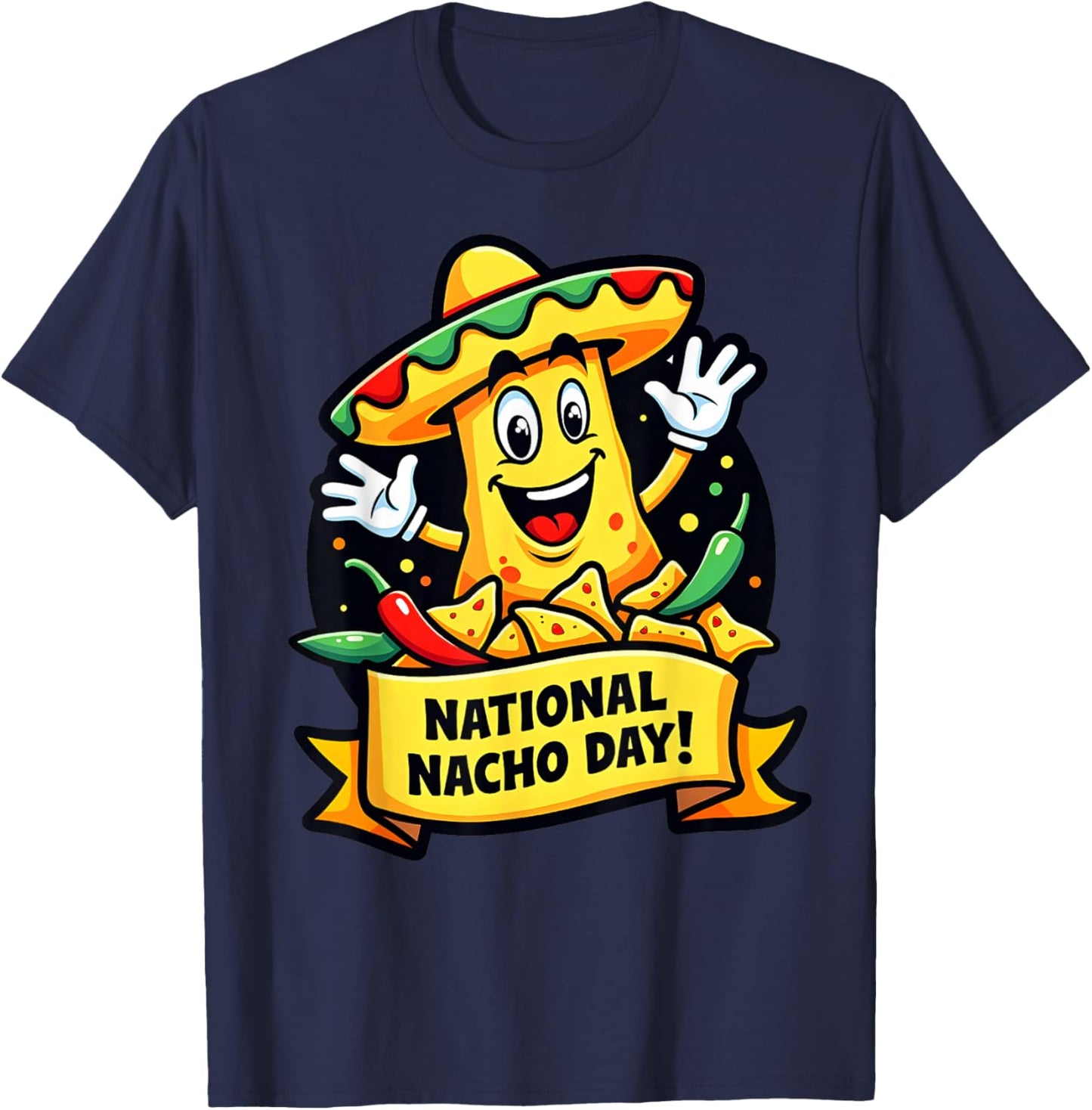 Funny Nacho Day Food Lover Design for Adults Men Women Kids T-Shirt - T-Shirt | Navy