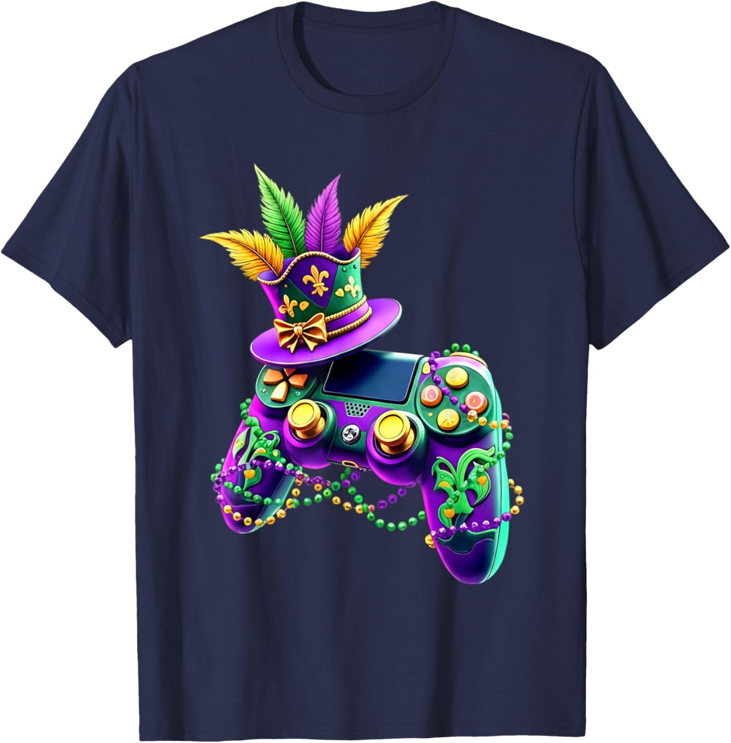 Mardi Gras Video Game Controller Jester Mask Kids Boys T-Shirt - T-Shirt | Navy