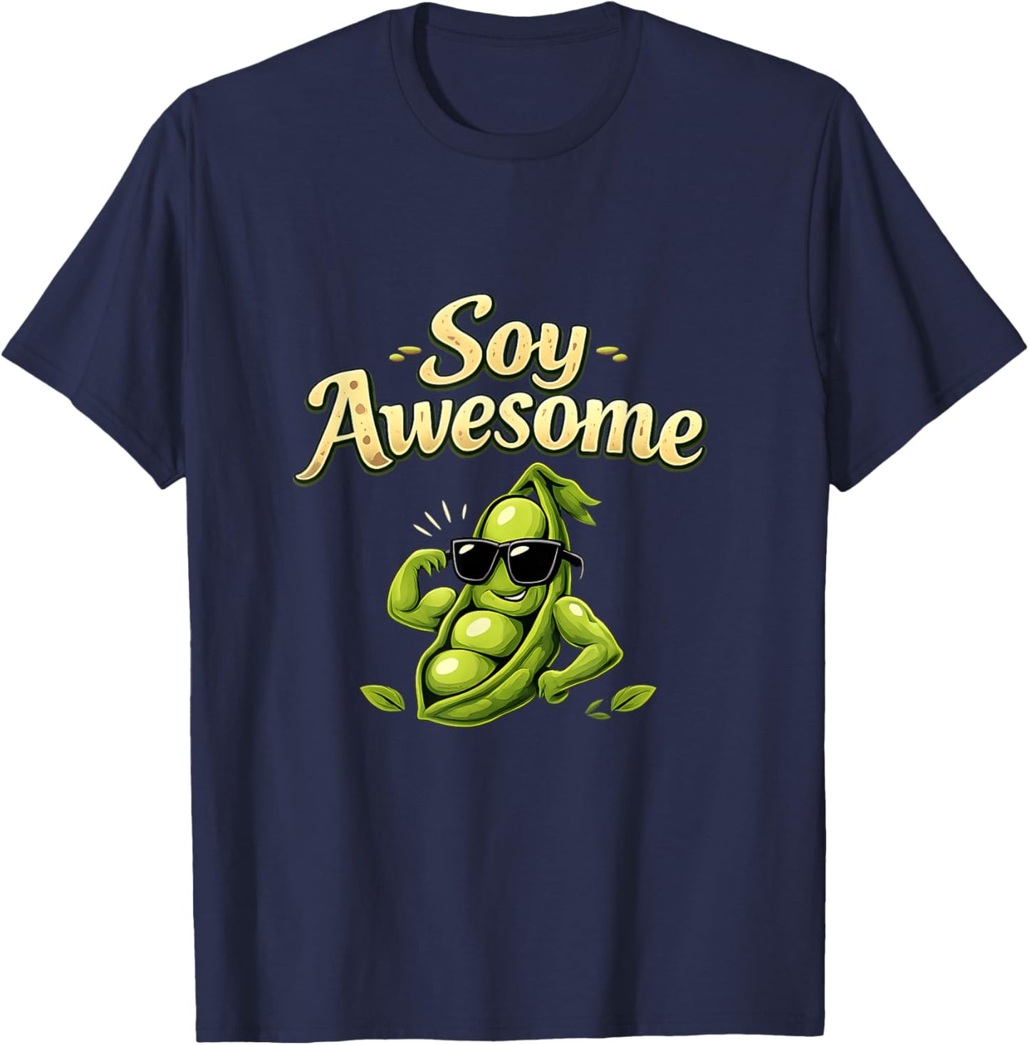 Soy Awesome Country Farm Pun Soybean Muscle Sunglasses T-Shirt - T-Shirt | Navy