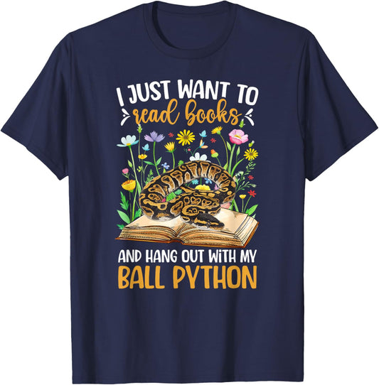 Books and My Ball Python Owner Ball Python Lover T-Shirt - T-Shirt | Navy