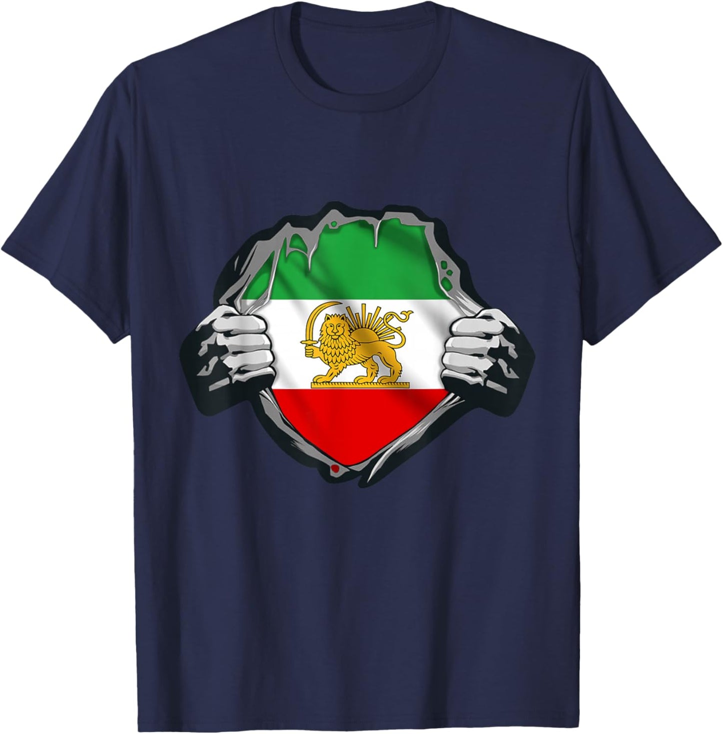 Iran Lion Sun Flag,Iran,Persian,Shir o Khorshid T-Shirt - T-Shirt | Navy