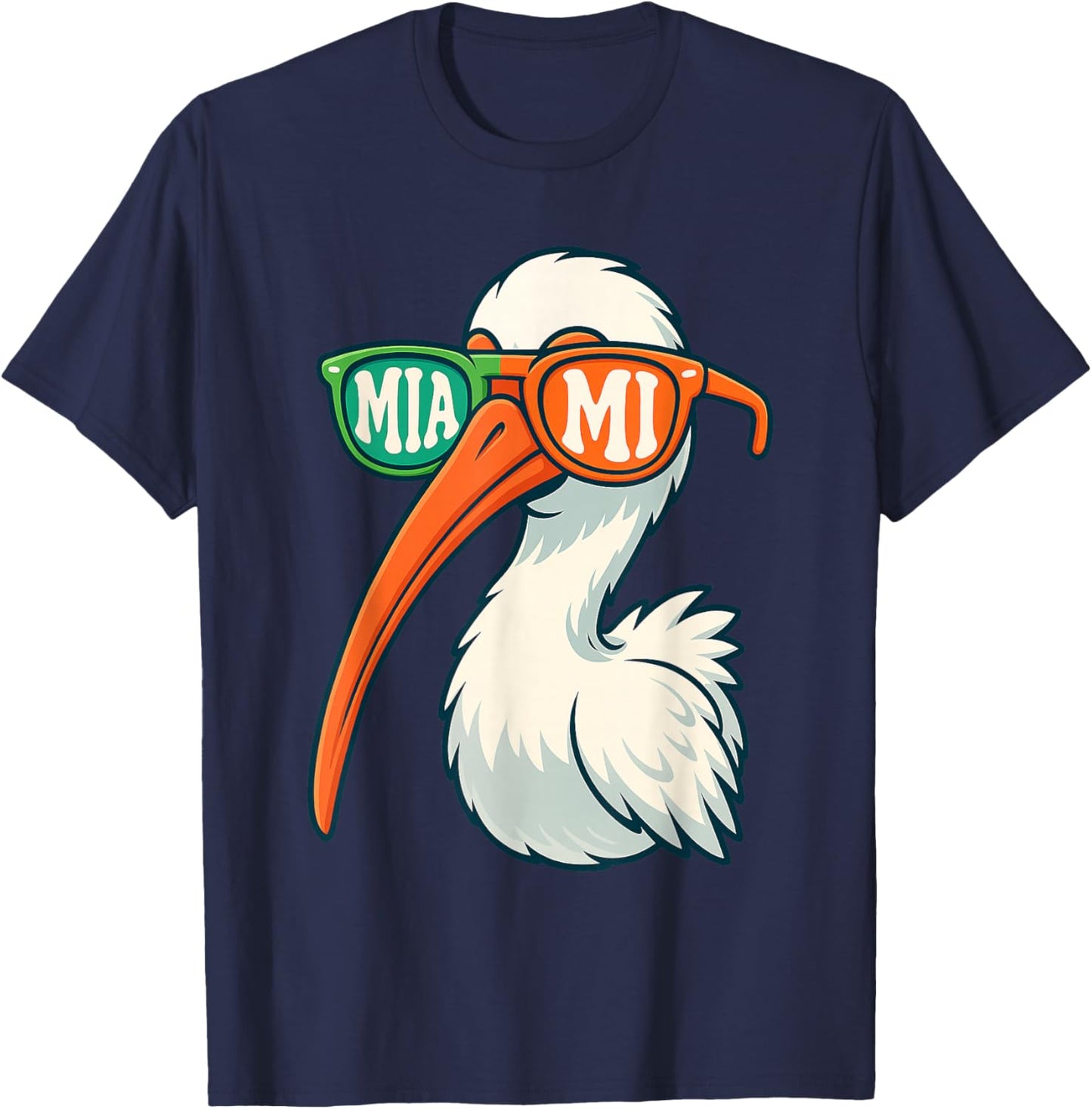 White Ibis with Sunglasses American Vintage Style T-Shirt - T-Shirt | Navy