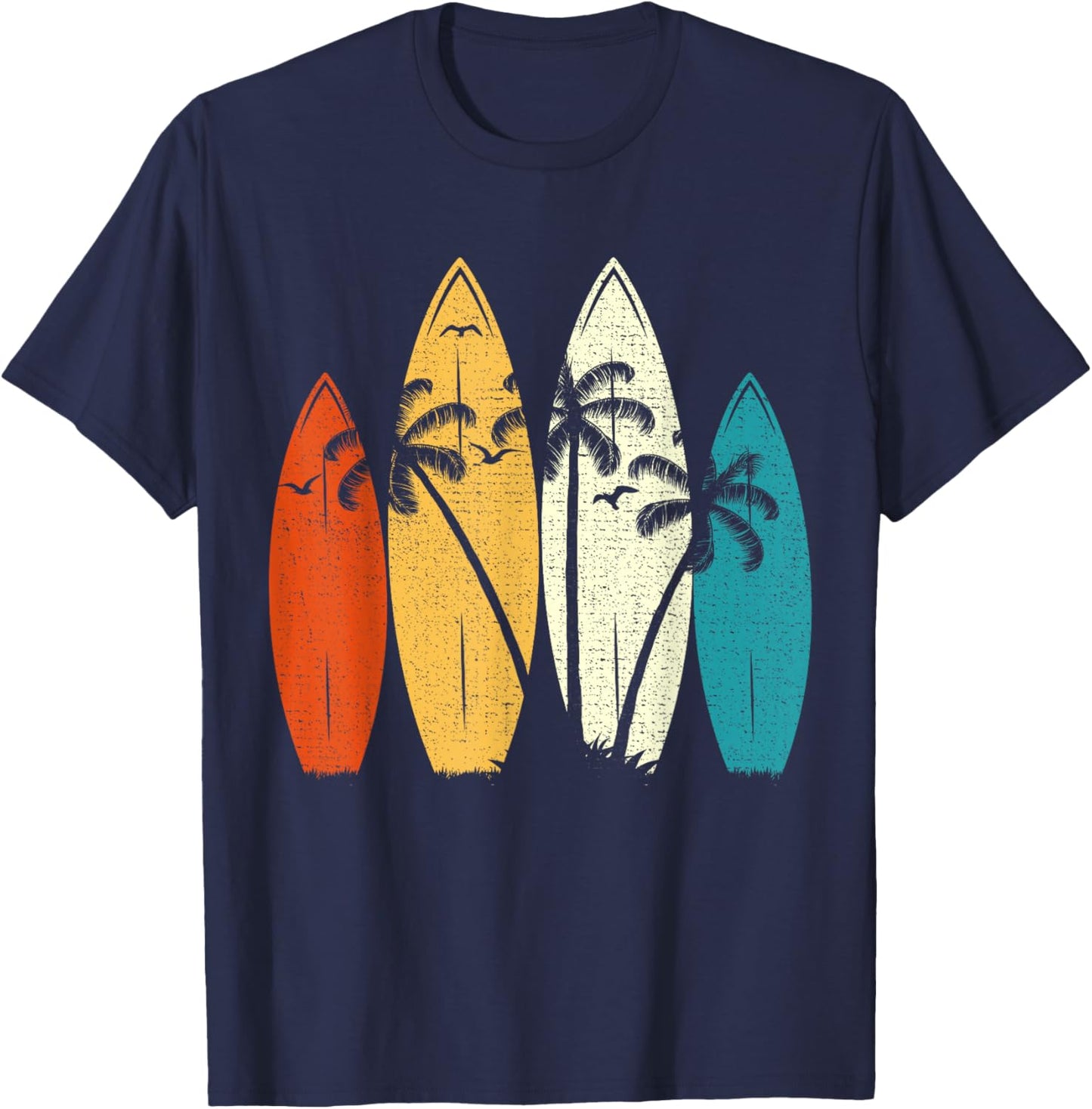 Vintage Surfboard Beach Surf Surfer Wave Surfing Graphic T-Shirt - T-Shirt | Navy