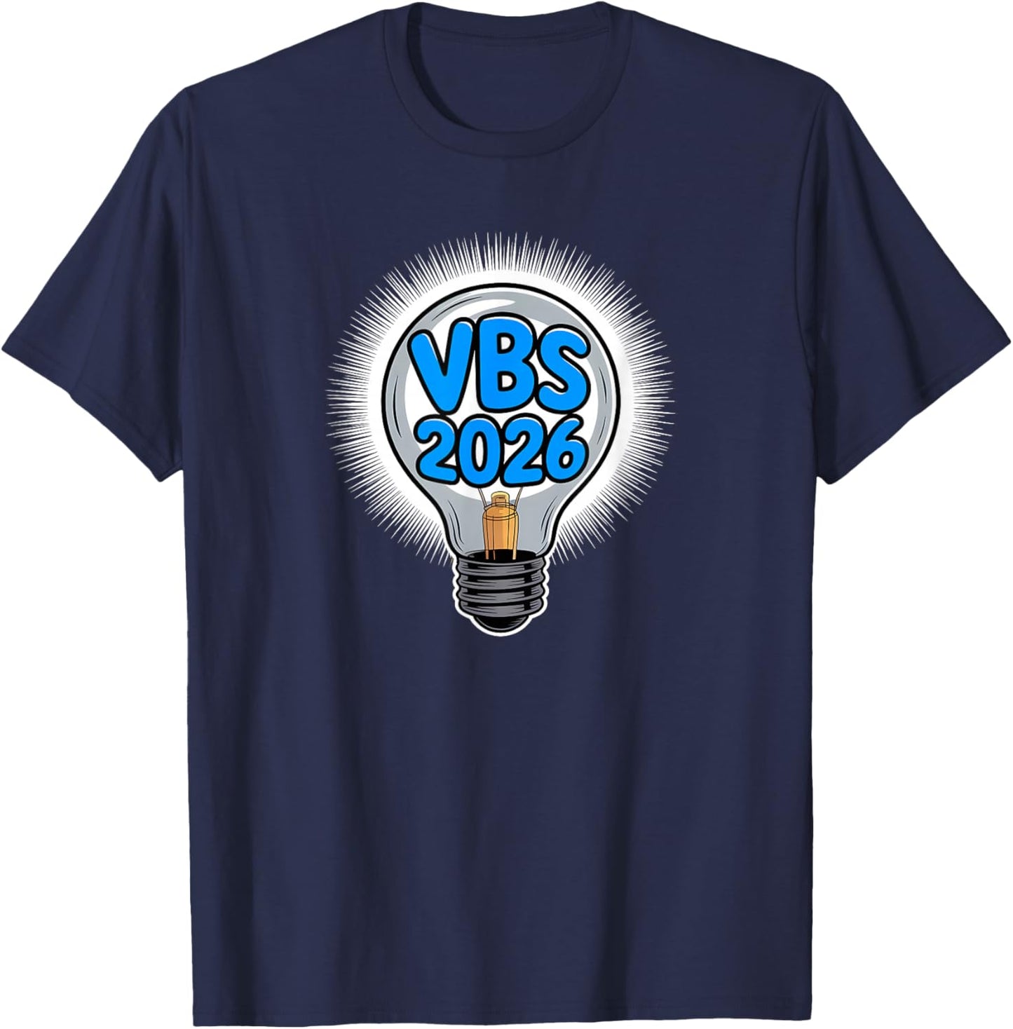I Love VBS 2026 Vacation Bible School Shining Lightbulb T-Shirt - T-Shirt | Navy