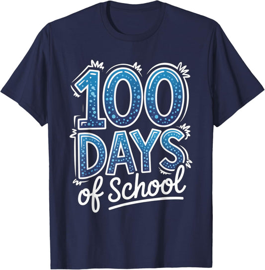 100 Days of School Funny Boys Kids 100th Day T-Shirt - T-Shirt | Navy
